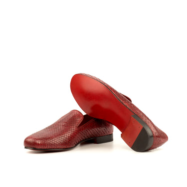 DapperFam Enzo in Red Men's Italian Leather & Exotic Python Slipper in