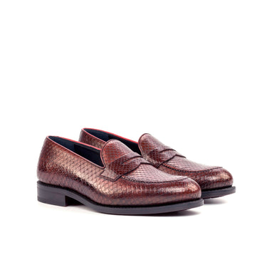 DapperFam Luciano in Burgundy Men's Italian Leather & Exotic Python Loafer in Burgundy