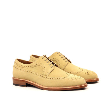 DapperFam Zephyr in Sand Men's Lux Suede Longwing Blucher in Sand #color_ Sand