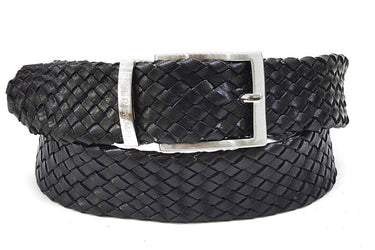 Paul Parkman Men's Woven Leather Belt in Black