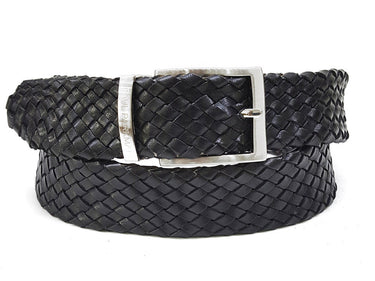 Paul Parkman Men's Woven Leather Belt in Black