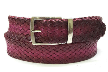 Paul Parkman Men's Woven Leather Belt in Purple