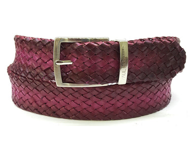 Paul Parkman Men's Woven Leather Belt in Purple