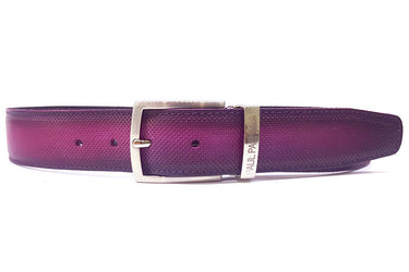 Paul Parkman Men's Perforated Leather Belt in Purple