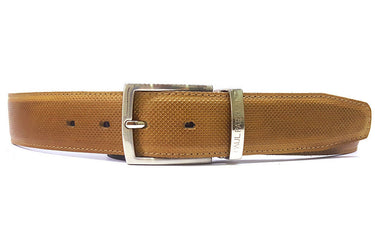 Paul Parkman Men's Perforated Leather Belt in Beige