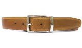 Paul Parkman Men's Perforated Leather Belt in Beige
