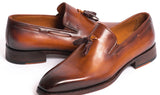 Paul Parkman Goodyear Welted Tassel Loafers in Brown