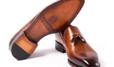 Paul Parkman Goodyear Welted Tassel Loafers in Brown