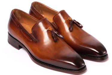 Paul Parkman Goodyear Welted Tassel Loafers in Brown