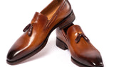 Paul Parkman Goodyear Welted Tassel Loafers in Brown
