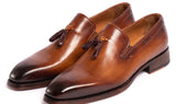 Paul Parkman Goodyear Welted Tassel Loafers in Brown