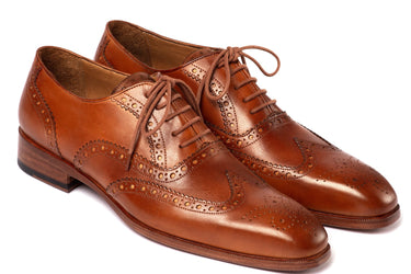 Paul Parkman Men's Hand-Painted Wingtip Oxfords in Mid Brown