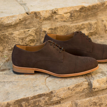 DapperFam Vero in Brown Men's Italian Suede Derby in Brown