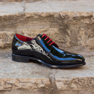 DapperFam Vero in Black Men's Italian Patent Leather Derby in Black