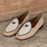 DapperFam Marcello in Brown / Ivory/ Taupe Men's Suede Belgian Slipper in Brown / Ivory/ Taupe