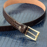 DapperFam Luxe Men's Hamptons in Dark Brown Painted Croco
