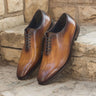 DapperFam Giuliano in Cognac / Denim Men's Hand-Painted Patina Whole Cut in Cognac / Denim