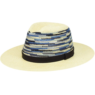Bailey Tasmin Wide Brim Panama Straw Fedora in Storm Multi