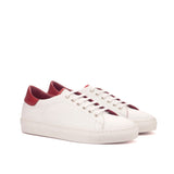 DapperFam Rivale in White / Burgundy Men's Italian Leather Trainer