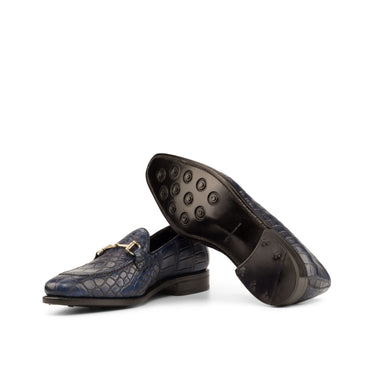 DapperFam Luciano in Navy Men's Italian Leather & Exotic US Alligator Loafer in