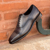 DapperFam Rafael in Grey Men's Hand-Painted Patina Oxford in Grey
