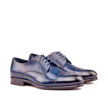 DapperFam Vero in Denim Men's Hand-Painted Patina Derby in Denim