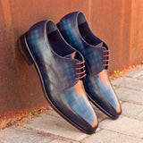 DapperFam Vero in Denim Men's Hand-Painted Patina Derby — Style 2428