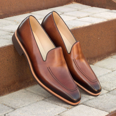DapperFam Luciano in Dark Brown / Med Brown Men's Italian Leather Loafer in #color_
