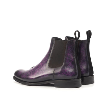 DapperFam Lucca in Black / Purple Women's Italian Suede & Hand-Painted Patina Chelsea Boot in