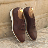 DapperFam Rafael in Burgundy Men's Italian Pebble Grain Leather Oxford