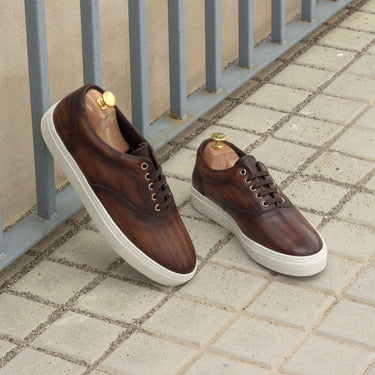 DapperFam Riccardo in Brown Men's Hand-Painted Italian Leather Top Sider
