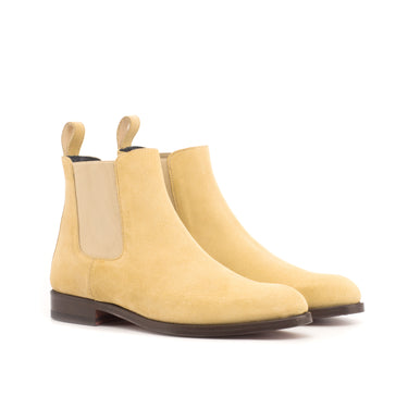 DapperFam Lucca in Sand Women's Lux Suede Chelsea Boot in Sand B - Standard width fit