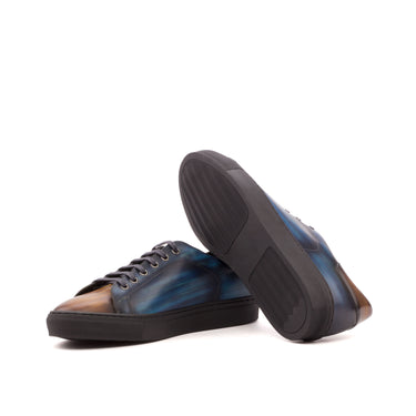 DapperFam Rivale in Navy Brown Men's Hand-Painted Italian Leather Trainer in #color_