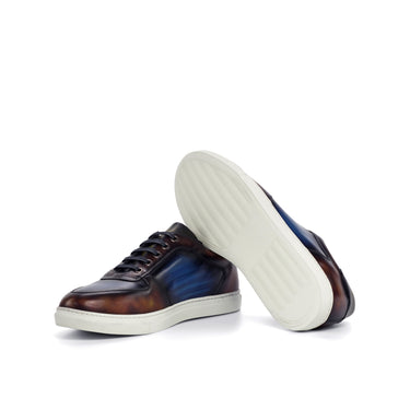 DapperFam Rivale in Fire / Denim Men's Hand-Painted Italian Leather Trainer in #color_