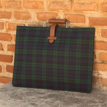 DapperFam Luxe Men's Satchel in Blackwatch Sartorial