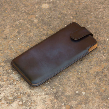 DapperFam Luxe Men's Phone Case in Navy Painted Calf in #color_