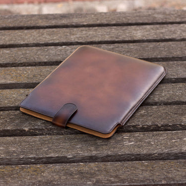 DapperFam Luxe Men's iPad Case in Cognac Painted Calf in
