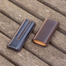 DapperFam Luxe Men's Cigars Case 2 in Dark Brown Painted Full Grain