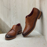 DapperFam Vero in Cognac Men's Italian Leather Derby