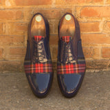 DapperFam Rafael in Tartan / Cobalt Blue Men's Sartorial & Italian Patent Leather Oxford