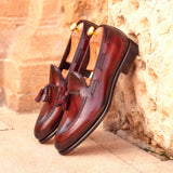 DapperFam Luciano in Burgundy Men's Hand-Painted Patina Loafer — Style 2919