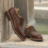 DapperFam Zephyr in Tweed / Med Brown Men's Sartorial & Italian Leather Longwing Blucher