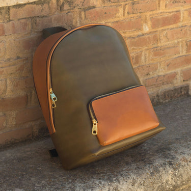 DapperFam Luxe Men's Back Pack in Cognac Painted Calf
