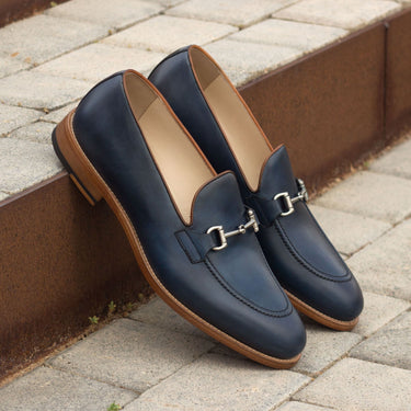 DapperFam Luciano in Navy / Black / Cognac Men's Italian Leather Loafer in #color_