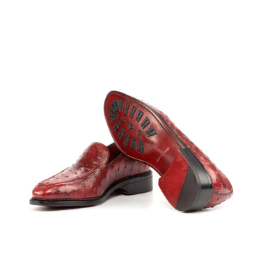 DapperFam Luciano in Red / Black Men's Italian Leather & Exotic Ostrich Loafer in