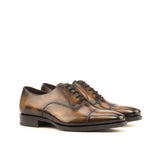 DapperFam Rafael in Tobacco Men's Hand-Painted Patina Oxford — Style 3953