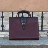 DapperFam Luxe Men's Brief Case in Burgundy Painted Calf