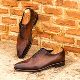 DapperFam Giuliano in Brown Men's Hand-Painted Patina Whole Cut