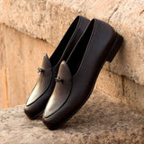 DapperFam Marcello in Black Men's Italian Leather & Italian Full Grain Leather Belgian Slipper