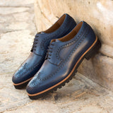 DapperFam Zephyr in Navy Men's Italian Leather Longwing Blucher — Style 3168